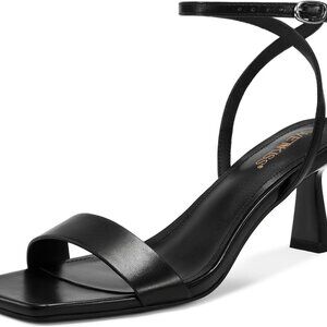 Women Kitten Heels Sandals Low Square Toe Strappy Buckle Summer Dress Shoes
